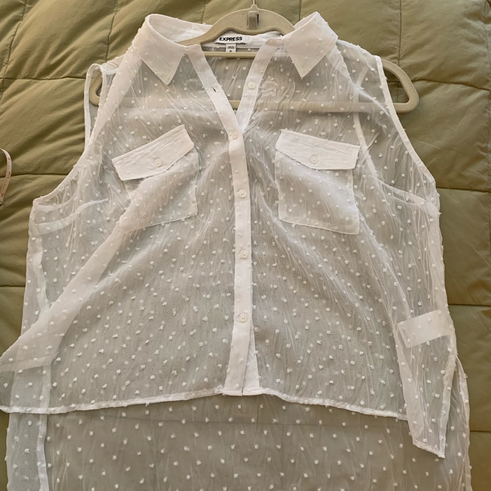 Express sleeveless Swiss dot Portofino shirt